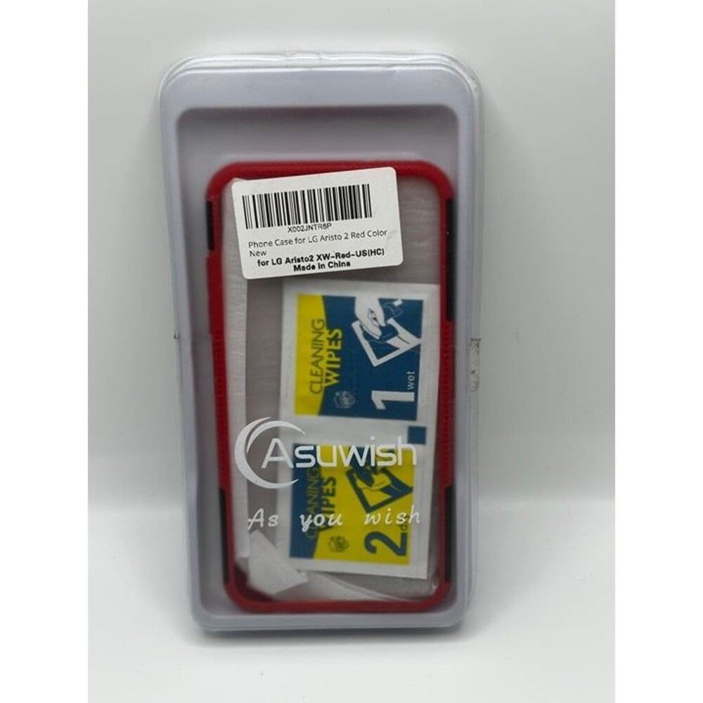 Asuwish Red Phone Case for LG Aristo 2 with Screen Cleaning Kit